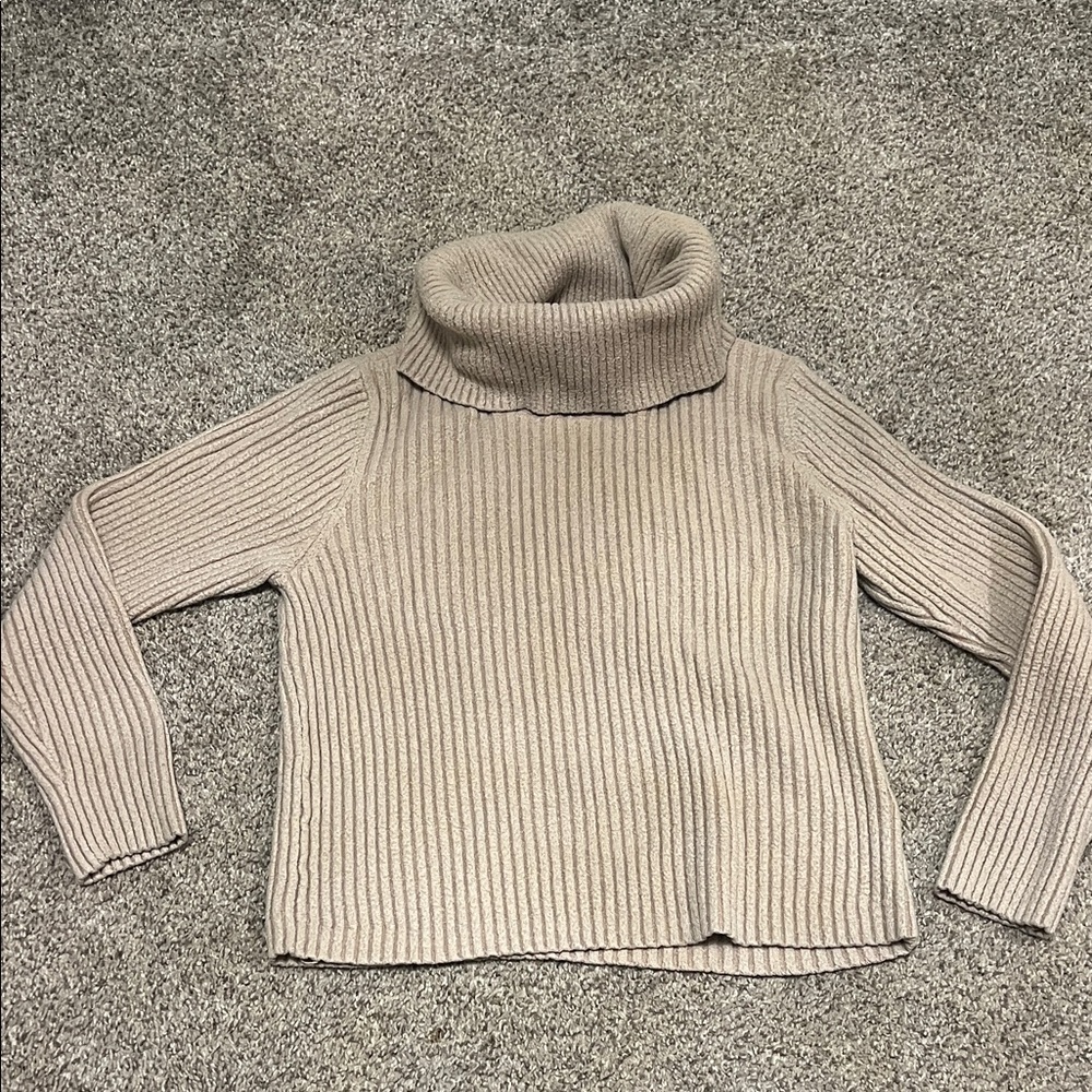 Rachel Zoe Beige Ribbed Turtleneck Sweater
